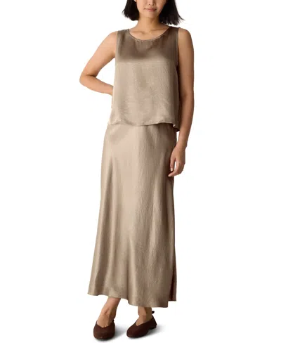 Eileen Fisher Women's Crinkle Textured Maxi Skirt, Regular And Plus In Brown