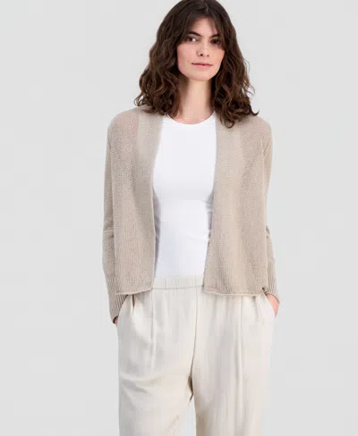 Eileen Fisher Women's Cropped Open-front Cardigan In Brown