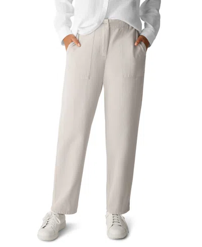 Eileen Fisher Women's Easy Tapered Zipper & Button Mid Rise Pants In White