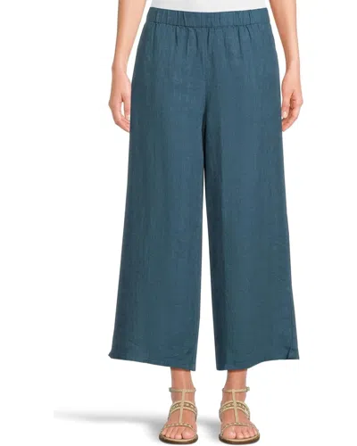 Eileen Fisher Cropped Wide-leg Trousers In Blue