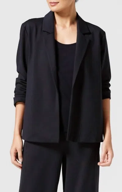 Eileen Fisher Notch Collar Open Front Blazer In Black