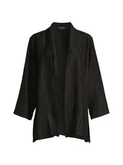 Eileen Fisher Women's High Collar Long Open-front Jacket In Black