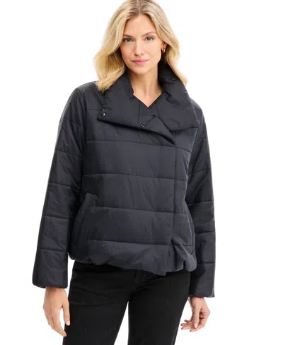Eileen Fisher Women's High Collar Puffer Quilted Jacket In Black