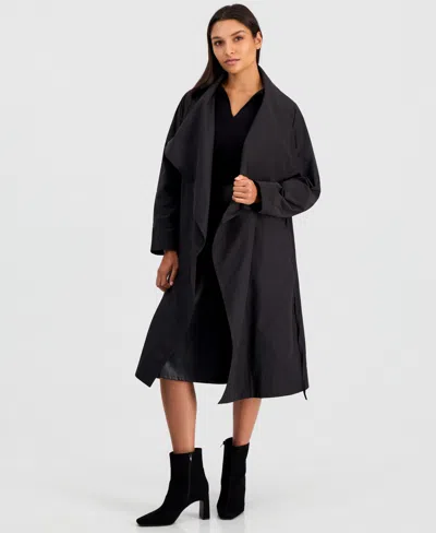 Eileen Fisher Women's High Neck Belted Coat In Black