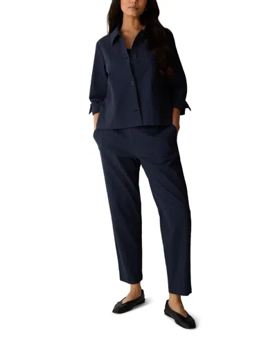 Eileen Fisher Women's High-waist Tapered-ankle Pants In Blue