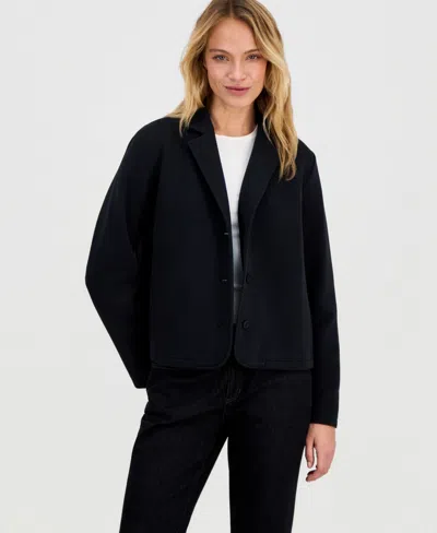 Eileen Fisher Women's Knit Notch-collar Jacket In Black