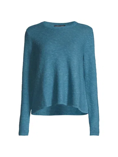 Eileen Fisher Women's Linen & Cotton Crewneck Sweater In River