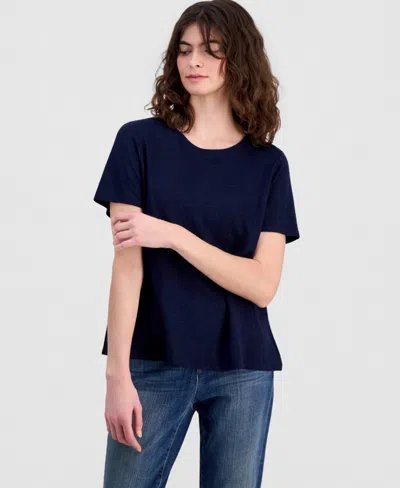 Eileen Fisher Women's Linen Jersey Crewneck T-shirt In Blue