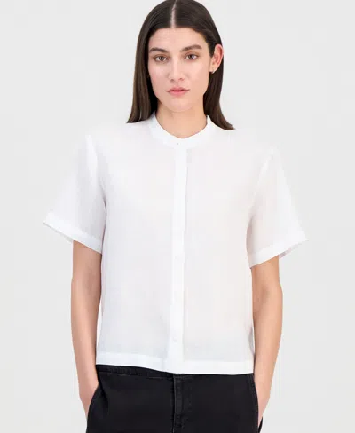 Eileen Fisher Women's Linen Mandarin-collar Shirt In White