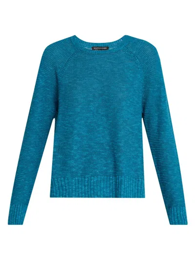 Eileen Fisher Women's Linen-cotton Raglan-sleeve Sweater In Blue