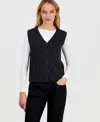 Eileen Fisher Women's Merino Wool V-neck Button Vest In Gray