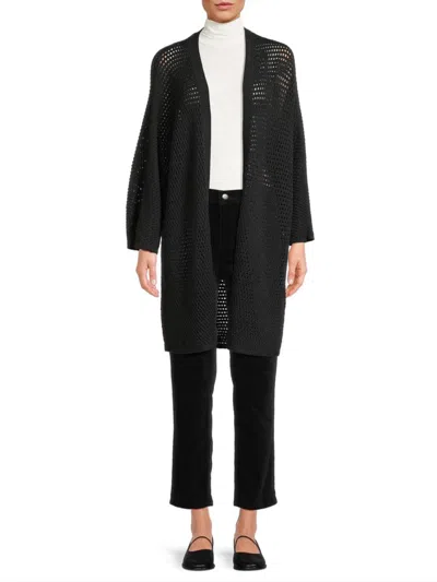 Eileen Fisher Women's Open-front Wool Cardigan In Black