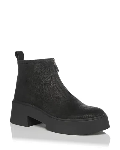 Eileen Fisher Orion Suede Zip Booties In Black