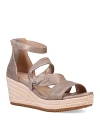 EILEEN FISHER WOMEN'S POWDER METALLIC STRAPPY ESPADRILLE WEDGE SANDALS