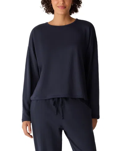 Eileen Fisher Women's Round Neck Cropped Box Top In Blue