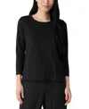 Eileen Fisher Organic Linen & Cotton Top In Black