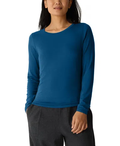 Eileen Fisher Women's Round Neck T-shirt In Blue