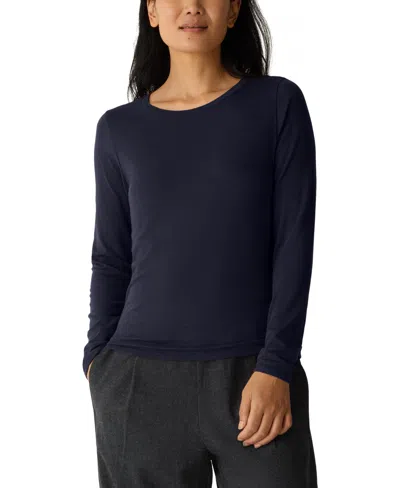 Eileen Fisher Women's Round Neck T-shirt In Blue