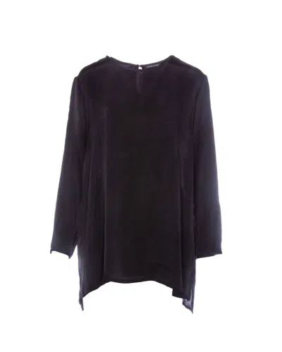 Eileen Fisher Women's Round Neck Top In Black In Blue