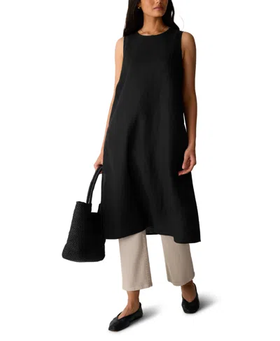 Eileen Fisher Women's Round Neck Tunic Top In Black