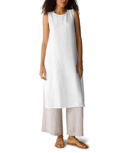 Eileen Fisher Women's Round Neck Tunic Top In White