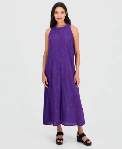 Eileen Fisher Women's Round-neck Side-slit Maxi Dress In Afvlt