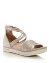 Eileen Fisher Shea Metallic Crisscross Comfort Sandals In Platinum
