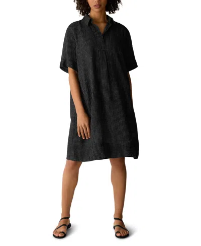 Eileen Fisher Women's Short-sleeve Collared Dress In Black