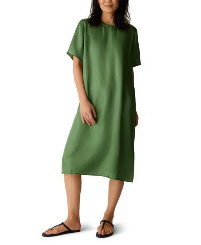 Eileen Fisher Women's Short-sleeve Round Neck Dress In Green
