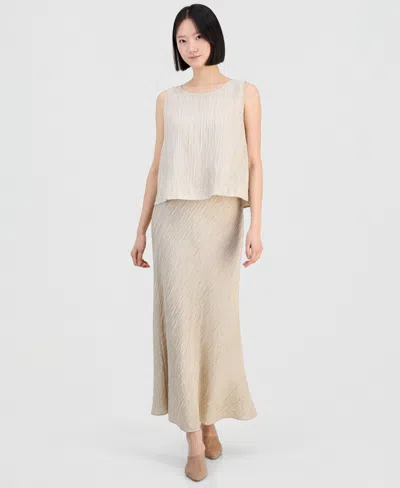 Eileen Fisher Women's Silk Textured Pull-on Skirt In Neutral