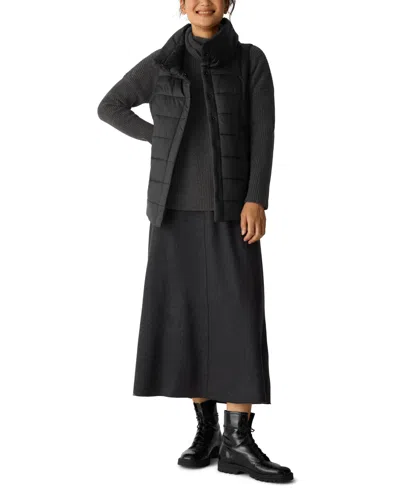 Eileen Fisher Women's Stand Collar Sleeveless Vest, Regular And Plus In Black