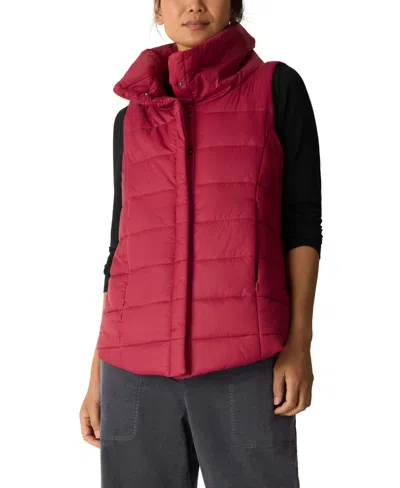 Eileen Fisher Women's Stand Collar Sleeveless Vest, Regular And Plus In Red