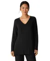 Eileen Fisher Women's V-neck Long-sleeve Sweater In Black