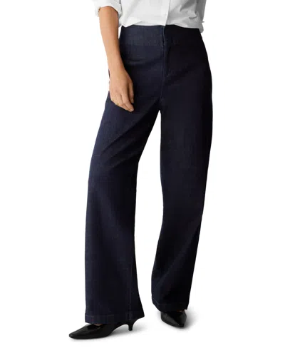 Eileen Fisher Denim Wide Leg Pants In Blue