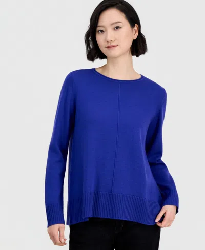 Eileen Fisher Women's Wool Crewneck Sweater In Blue