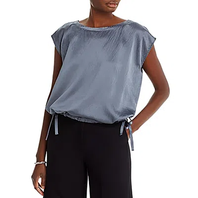 Eileen Fisher Womens Boxy Top Silk Pullover Top In Blue