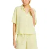 Eileen Fisher Womens Classic Collar Short Sleeve Button-down Top In Green