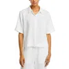 Eileen Fisher Womens Classic Collar Short Sleeve Button-down Top In Multi