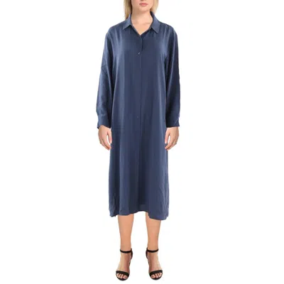 Eileen Fisher Womens Collar Silk Shirtdress