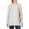 Eileen Fisher Womens Collared Printed Button-down Top In Gray