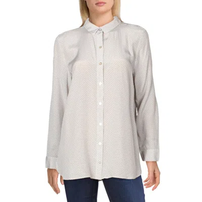 Eileen Fisher Womens Collared Printed Button-down Top In Gray