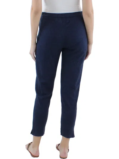 Eileen Fisher Womens Cotton Blend High Waist Ankle Pants In Blue