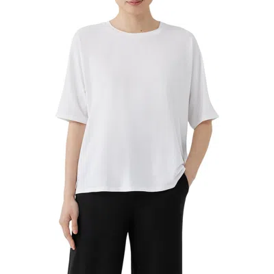 Eileen Fisher Womens Crewneck Short Sleeve Pullover Top In White