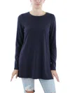 Eileen Fisher Womens Crewneck Split Hem Tunic Top In Ink