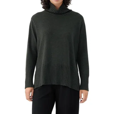Eileen Fisher Womens Extra Fine Merino Wool Turtleneck Pullover Sweater In Green