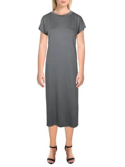 Eileen Fisher Womens Knit Midi T-shirt Dress In Grey