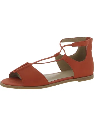Eileen Fisher Womens Leather Ankle T-strap Sandals In Orange
