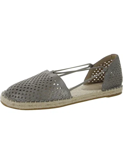 Eileen Fisher Womens Leather Perforated Espadrilles In Silver