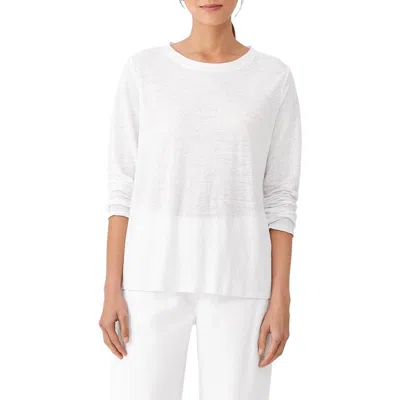 Eileen Fisher Womens Linen Crewneck T-shirt In White