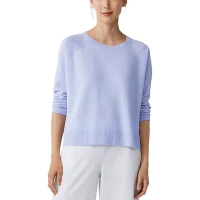 Eileen Fisher Womens Linen Raglan Sleeve Pullover Sweater In Blue